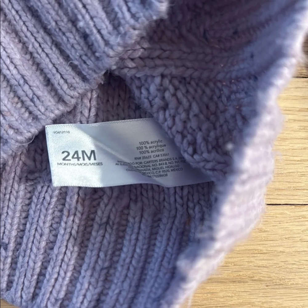 OshKosh Bigosh Purple Chunky Knit Crew Neck Sweater 24 months Baby